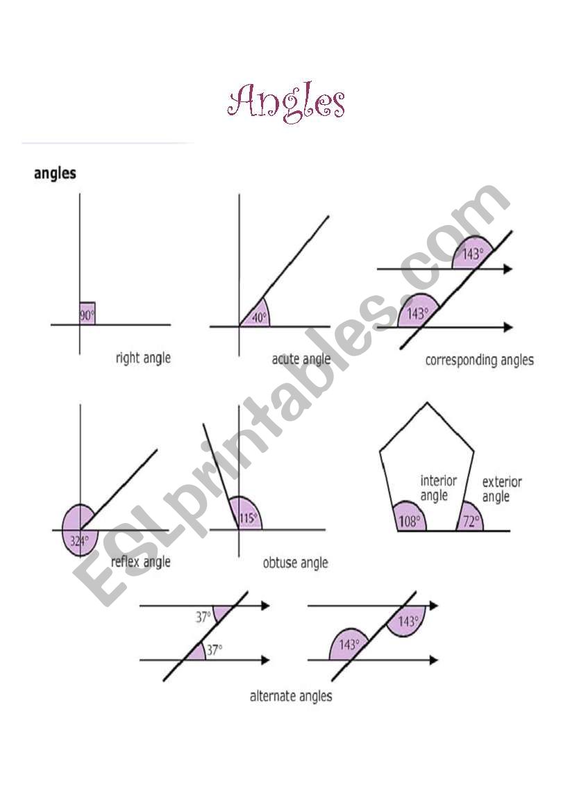 Angles worksheet