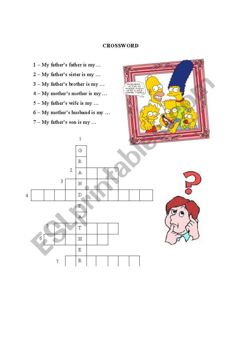 CROSSOWORD (FAMILY MEMBERS) worksheet