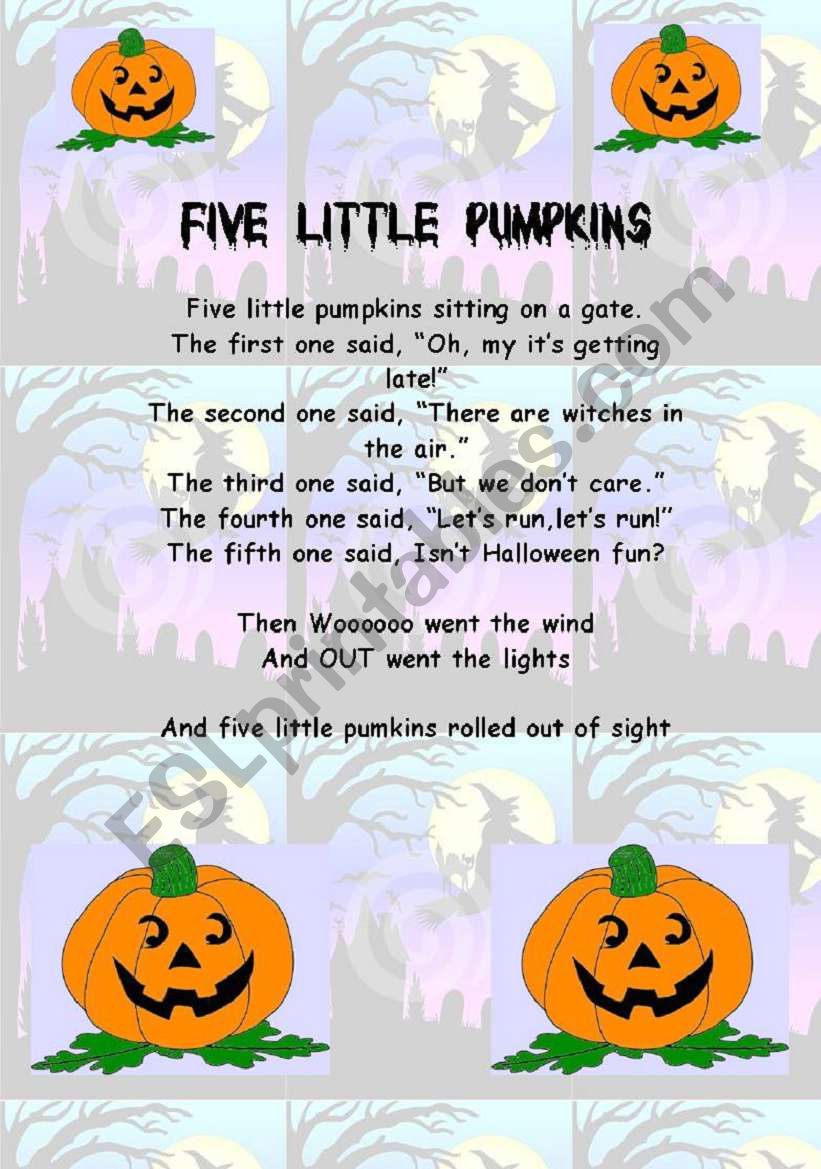 Halloween Five Little Pumpkins