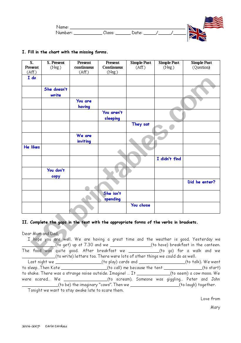 Verbs worksheet