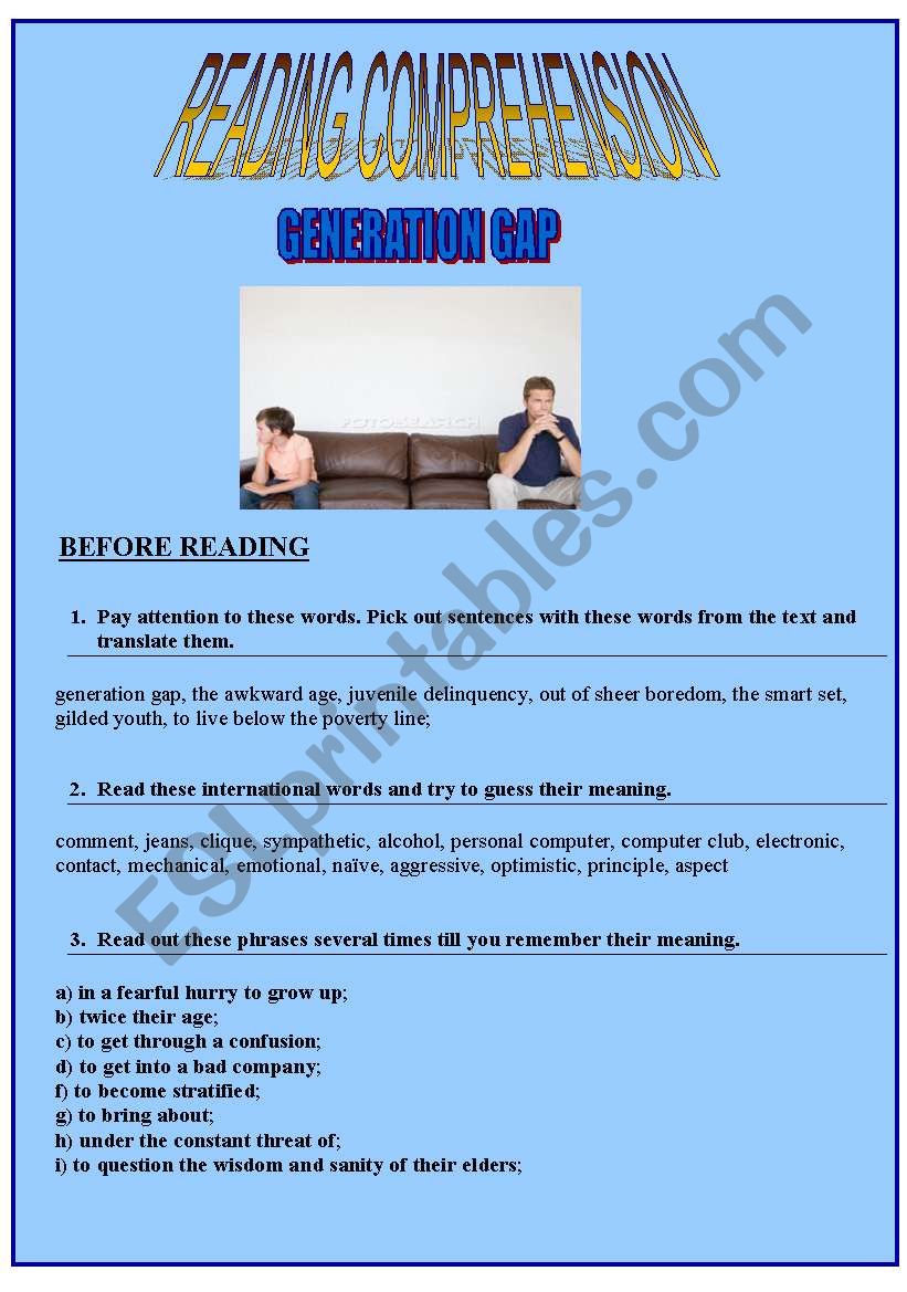 GENERATION GAP worksheet