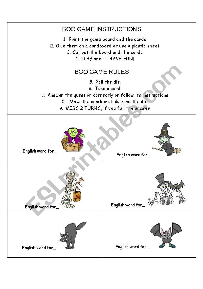 Boo Game (2/3) - 21.10.2008 worksheet
