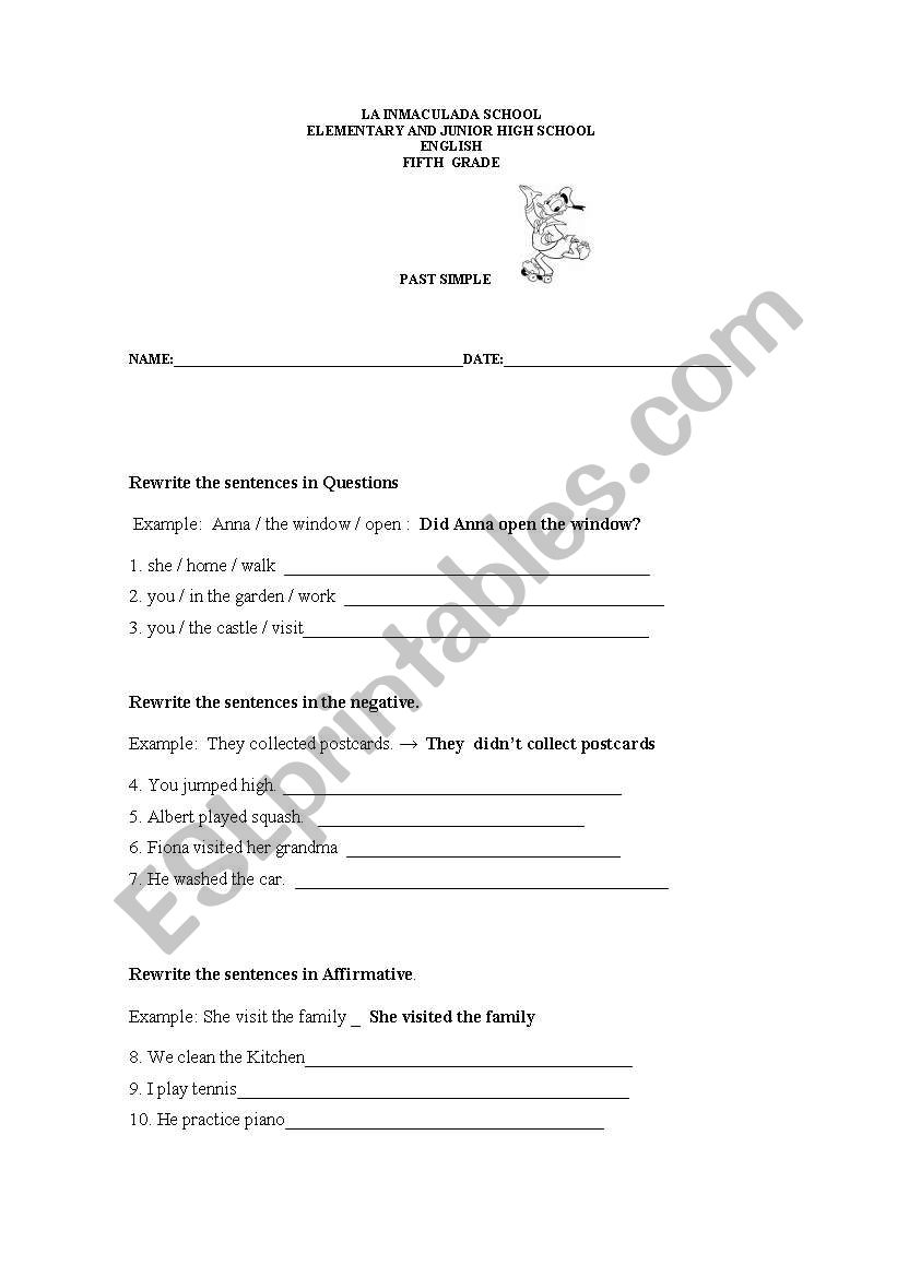 past simple worksheet