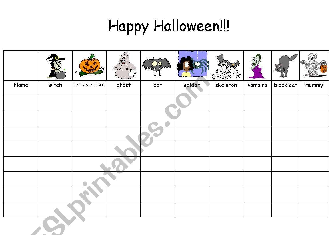 Kids Halloween Interview worksheet