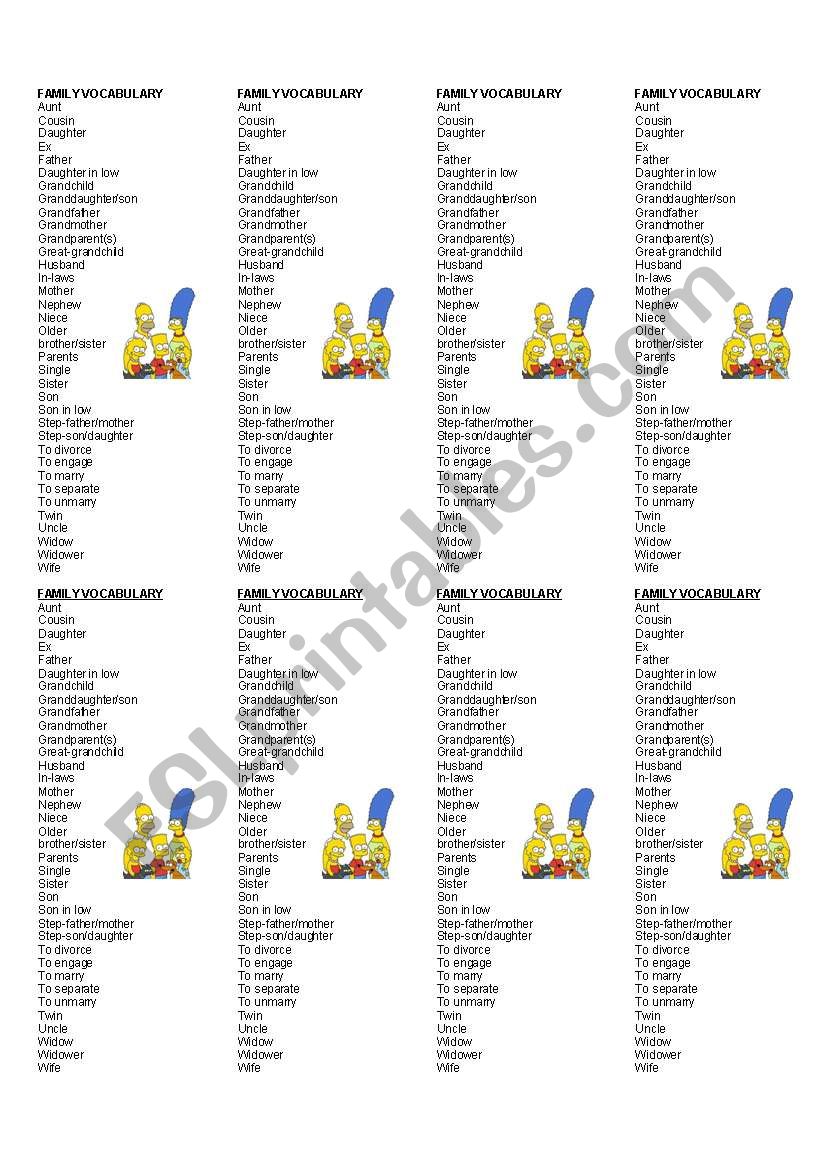 FAMILY VOCABULARY worksheet