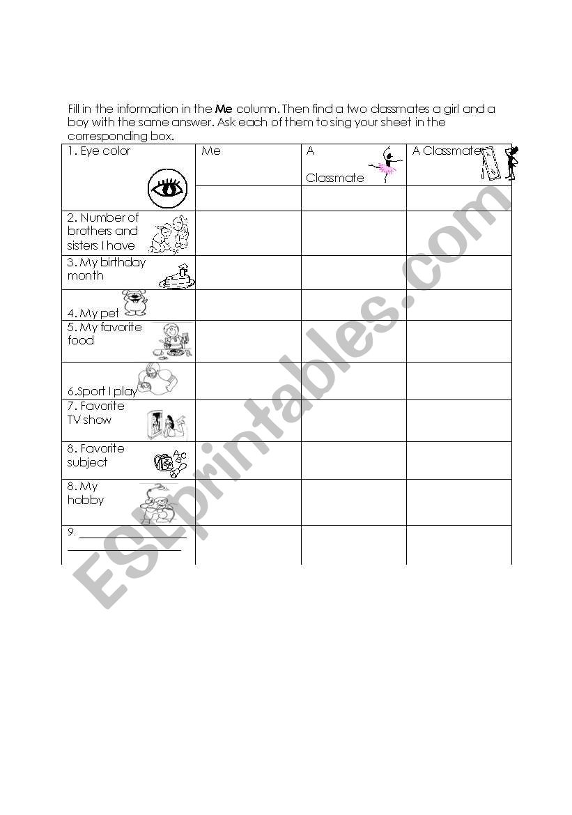 Someone like me worksheet