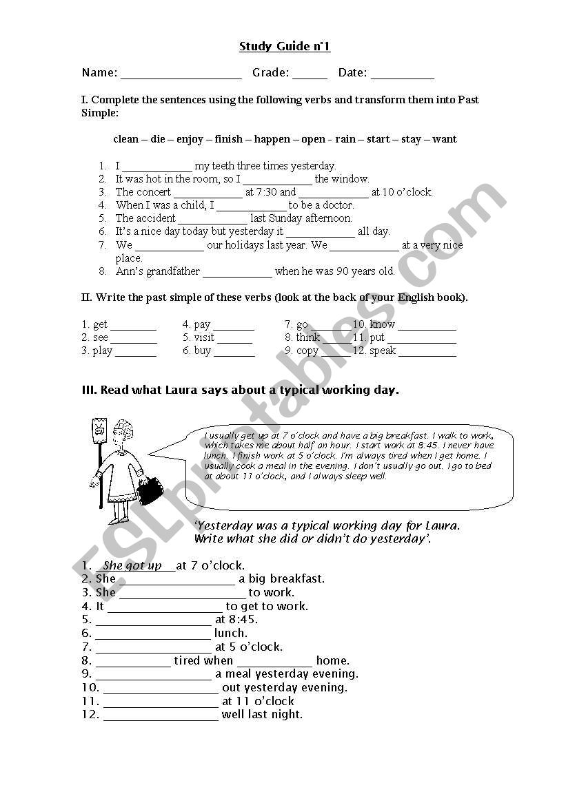 Past Simple and Past Perfect worksheet