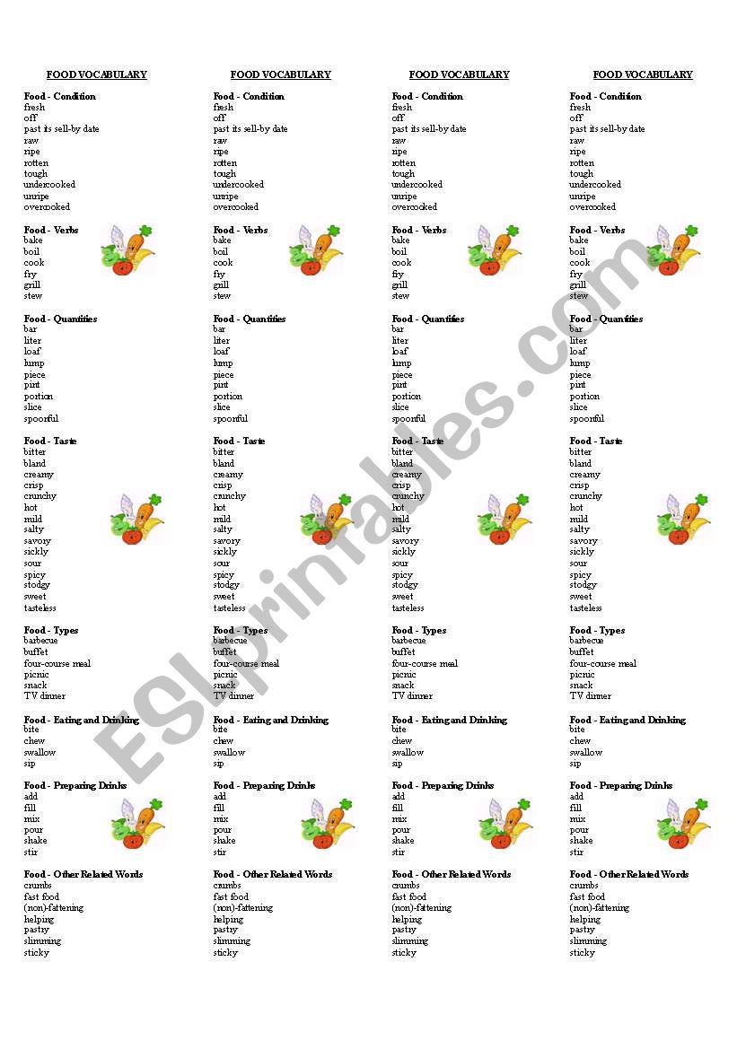 FOOD VOCABULARY worksheet