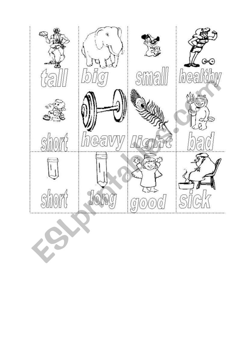 Opposites memory game worksheet