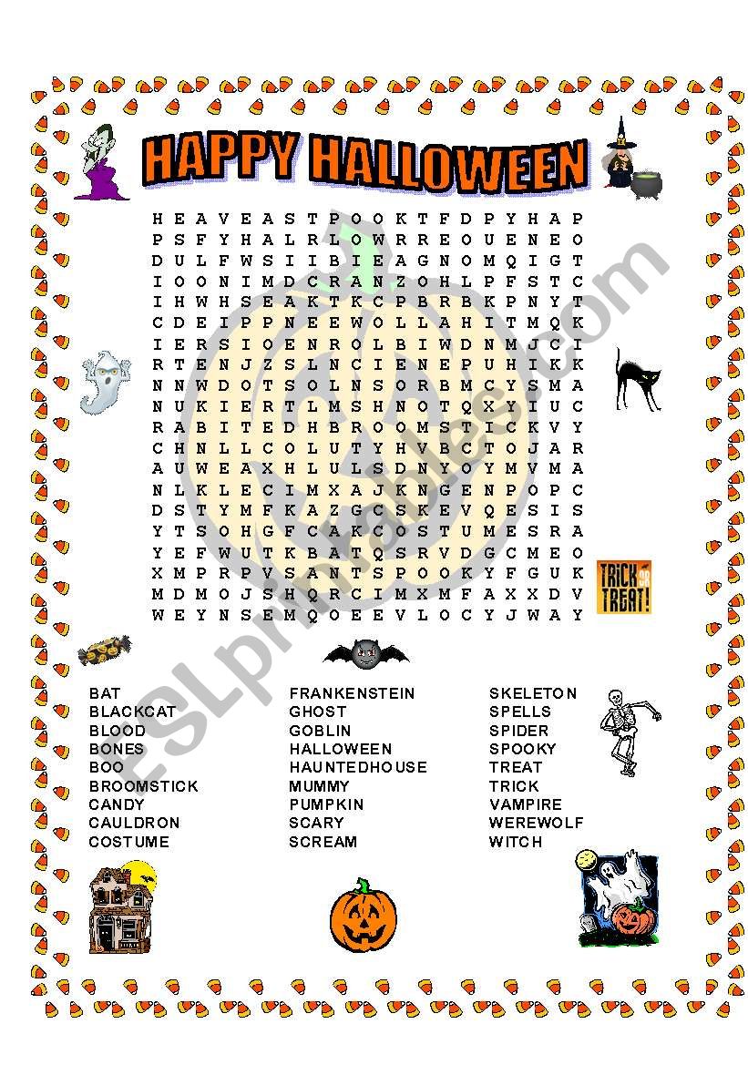  HALLOWEEN wordsearch worksheet