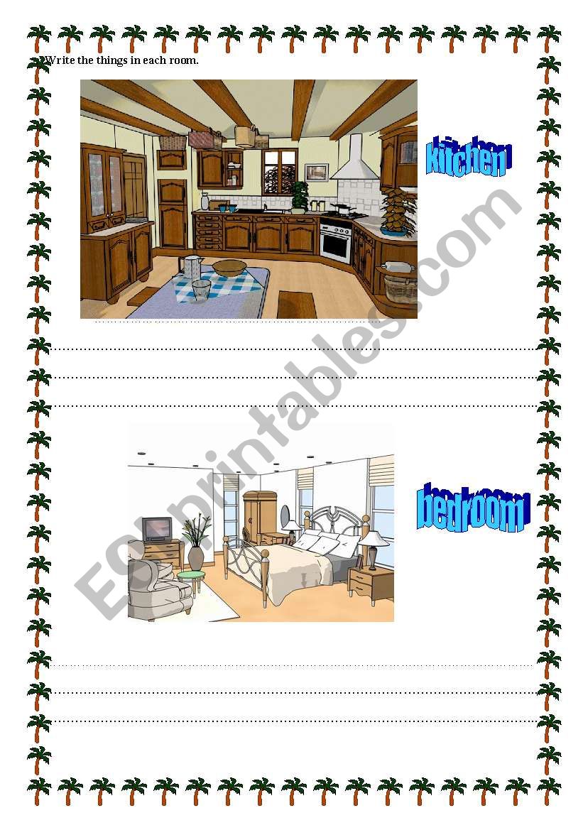 rooms in a house worksheet