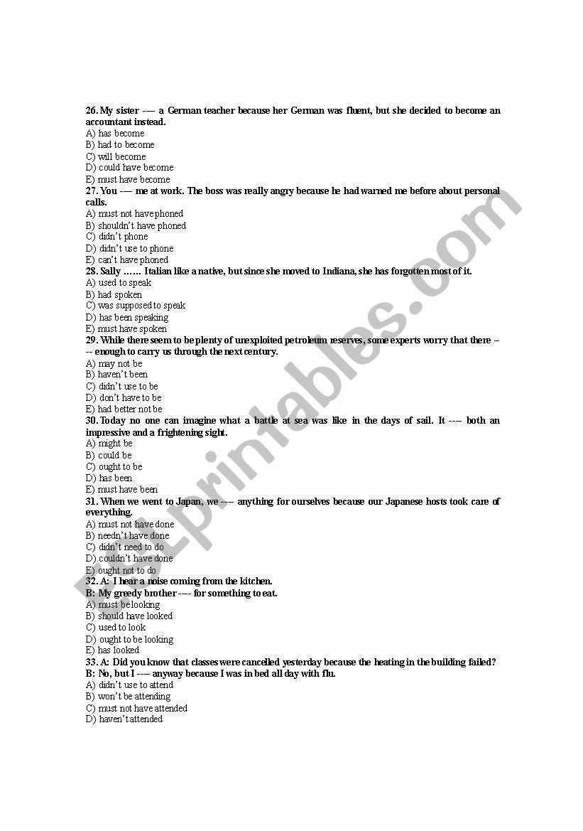 modal verbs6_advanced MCQ worksheet