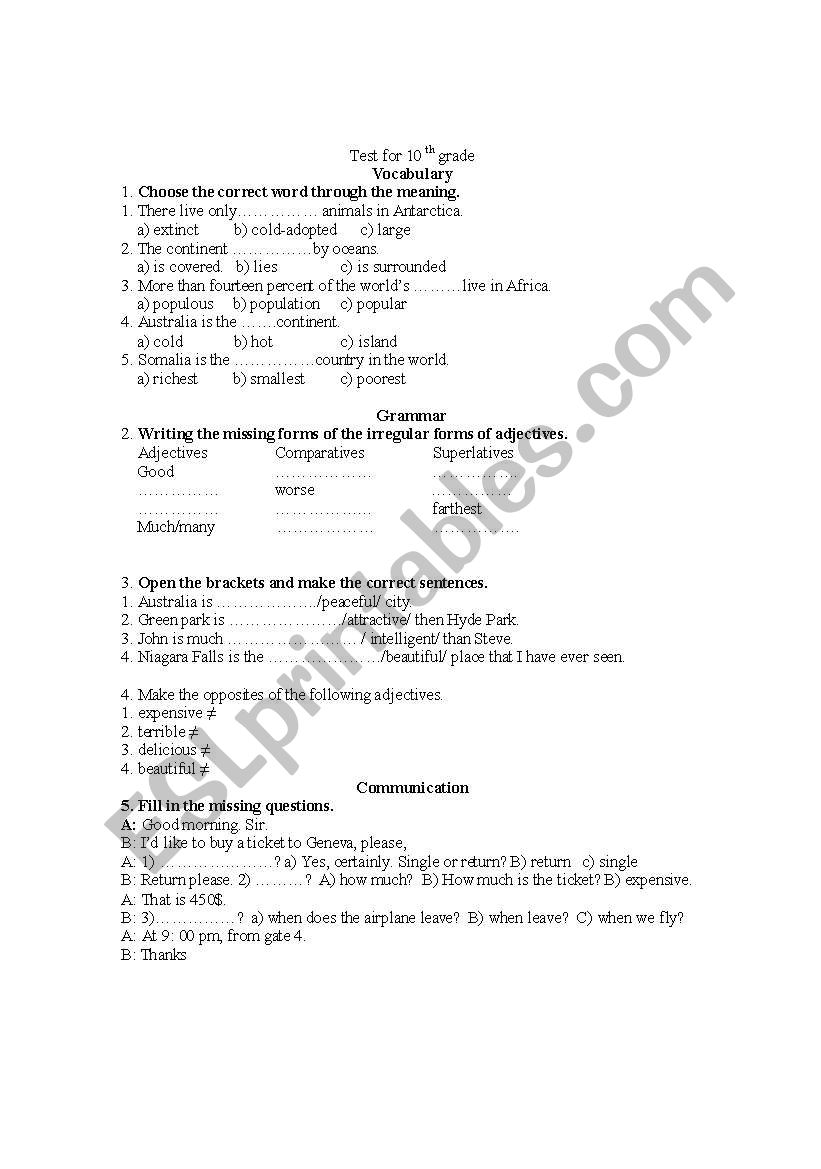 Adjectives and Degrees of adjective