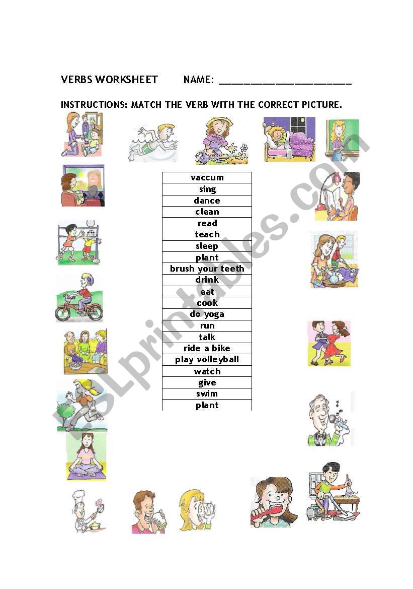 Verbs worksheet worksheet