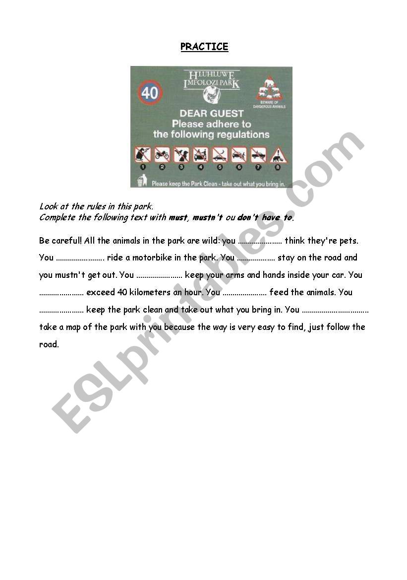 modals practise worksheet