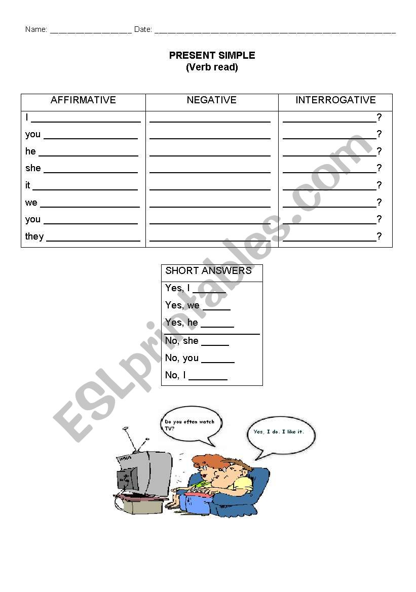 present simple worksheet