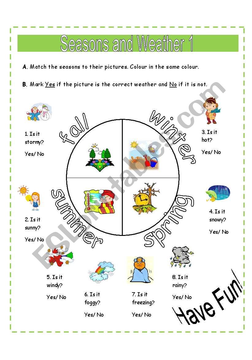 seasons and weather worksheet