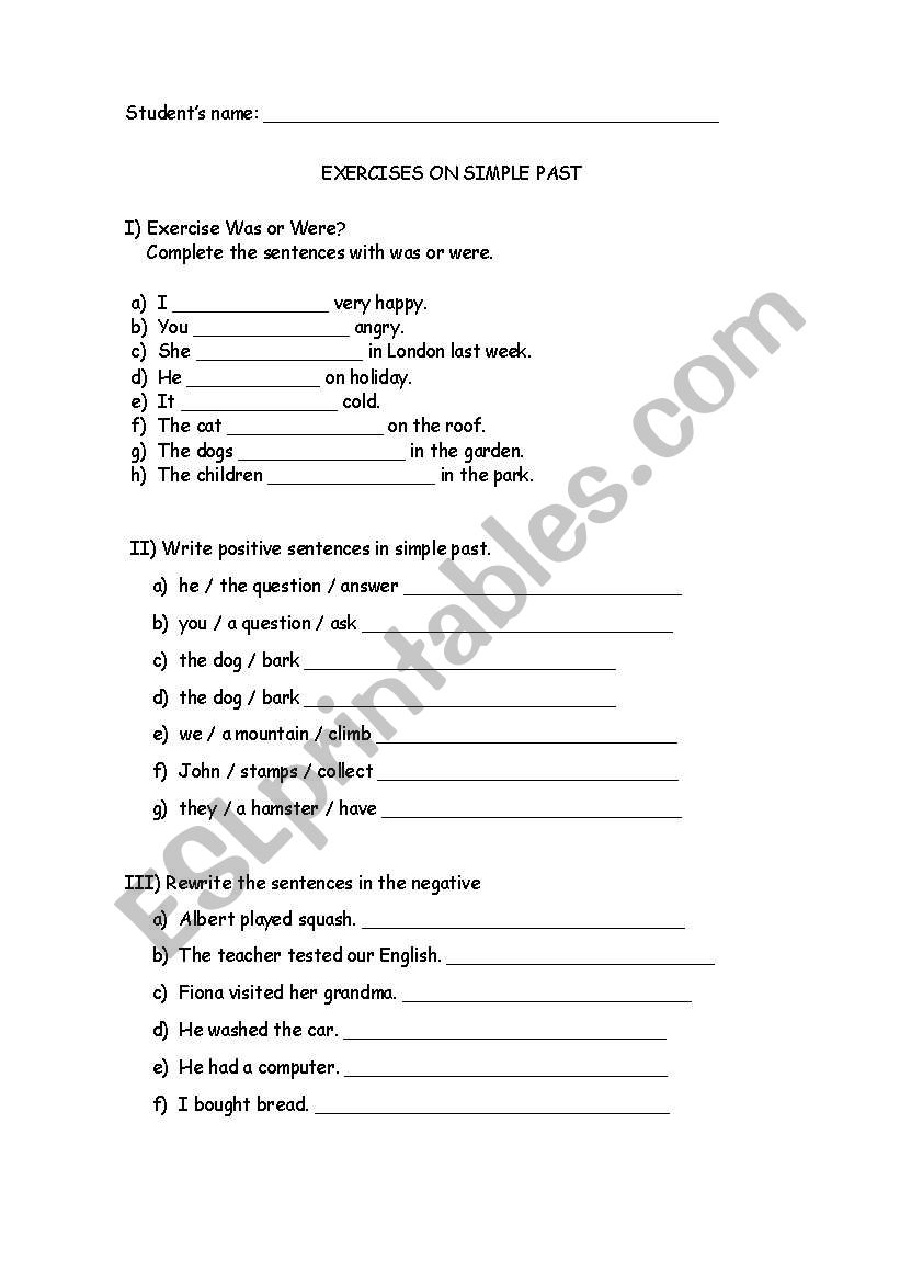 Simple Past worksheet