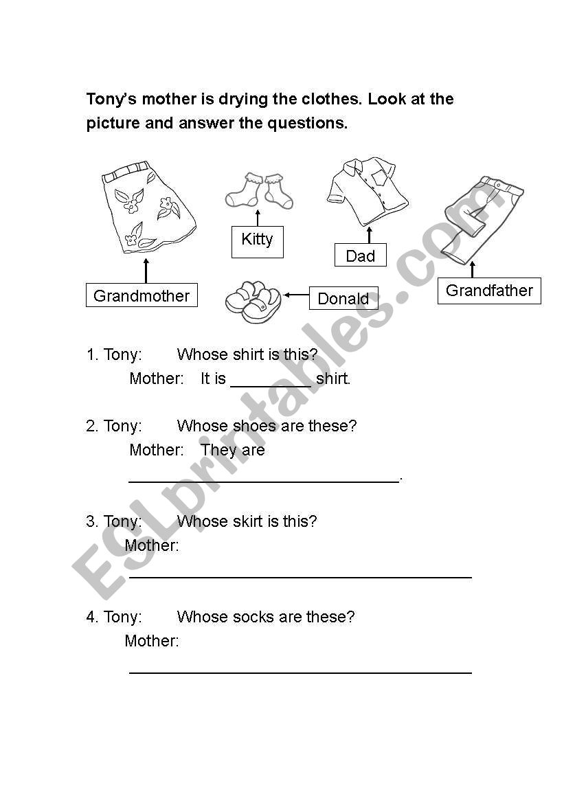 clothes worksheet