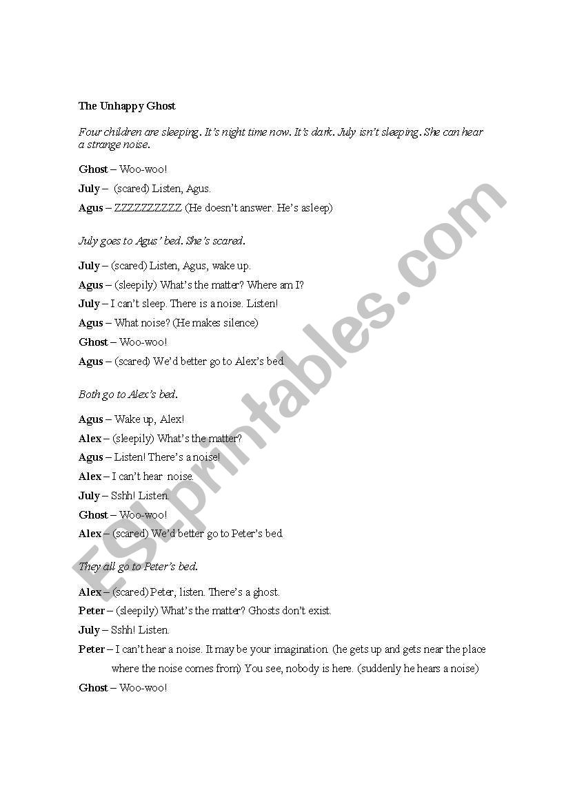 Play - The Unhappy Ghost worksheet
