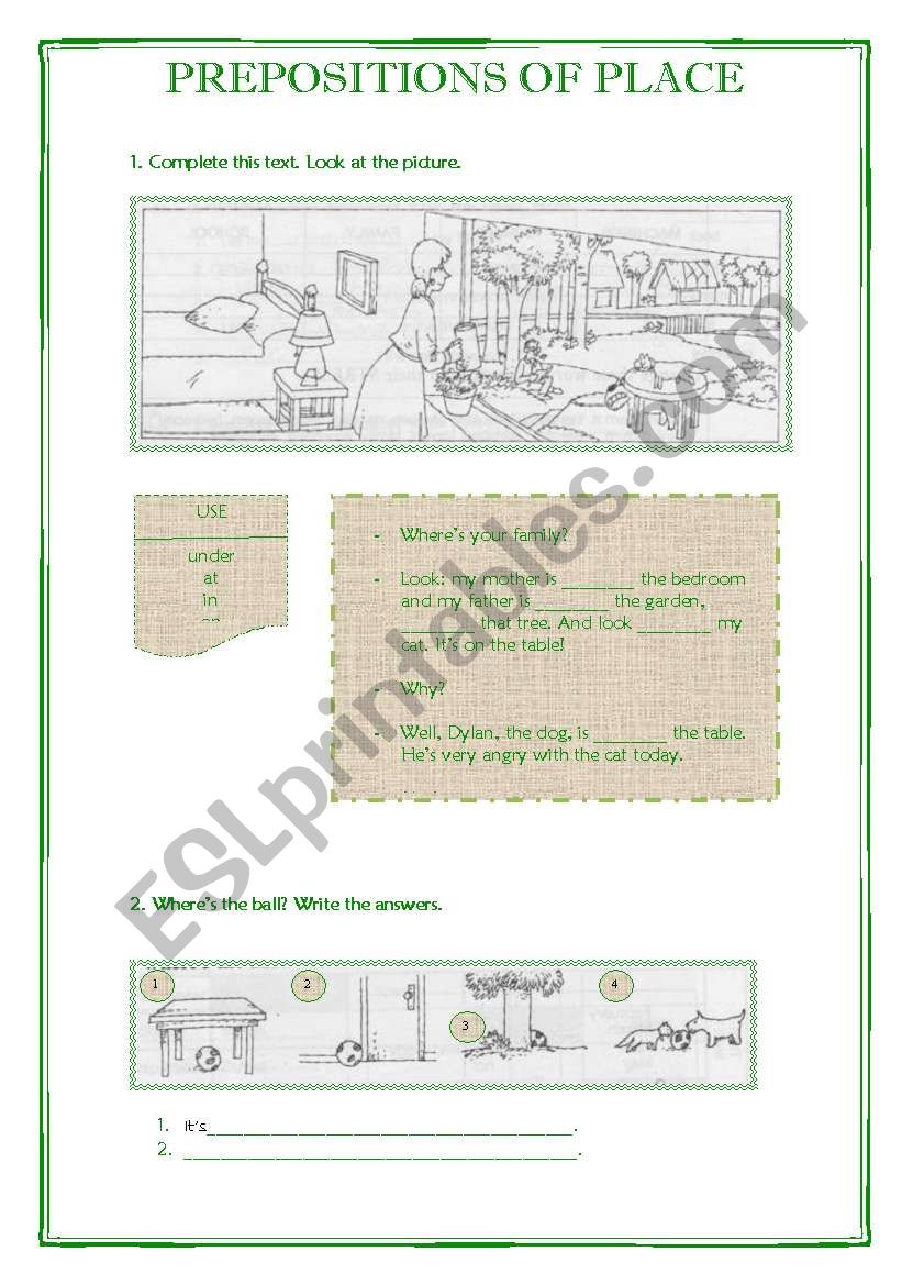 Prepositions of place (Part 1) 2 pages