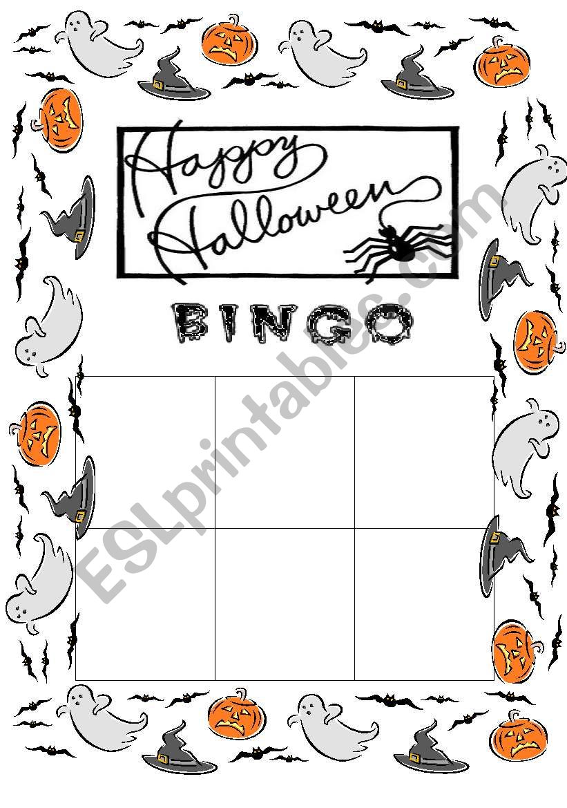 Halloween bingo template worksheet