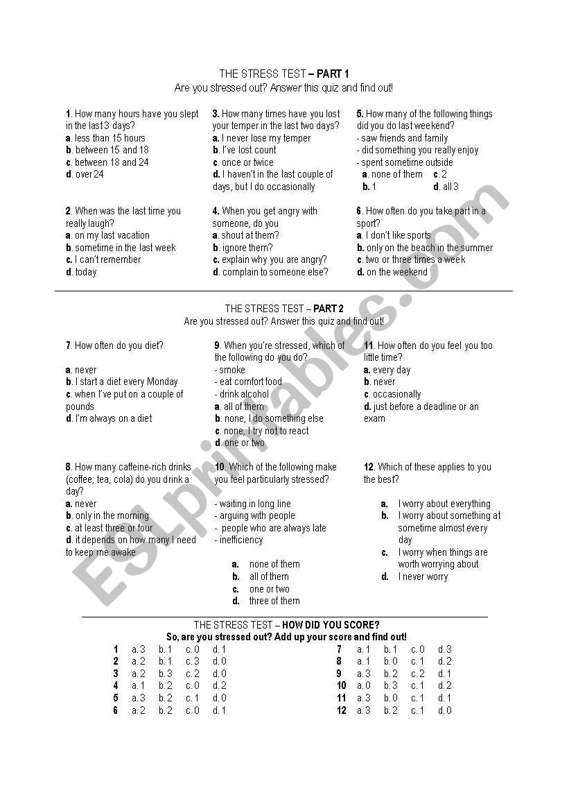 The Stress Test worksheet