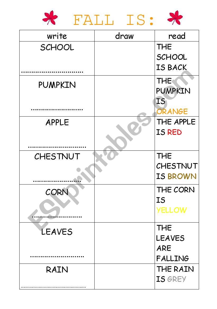 FALL IS... worksheet