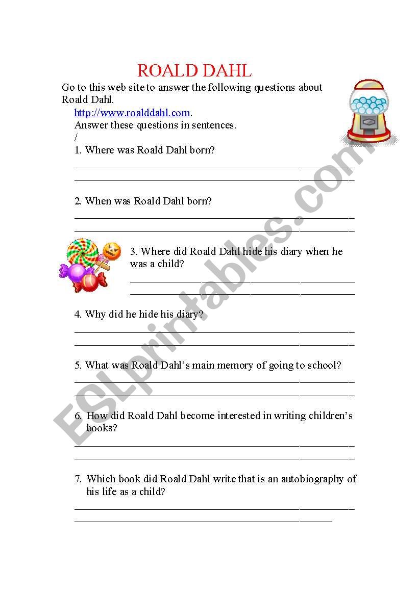 ROALD DAHL worksheet