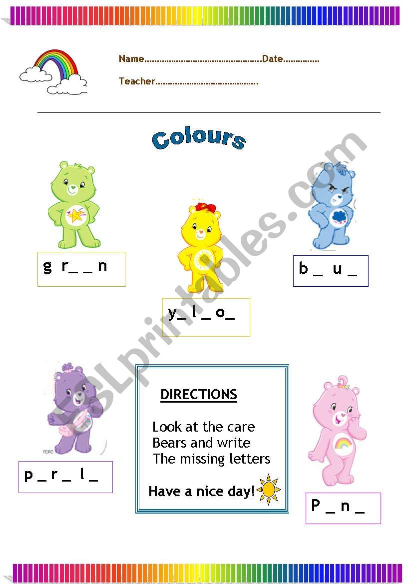 Colours,colours worksheet