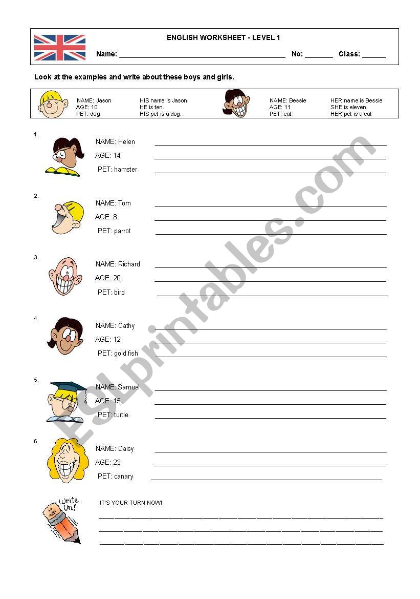 HIS - HER worksheet