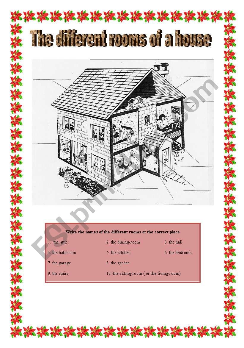 Rooms of a house worksheet