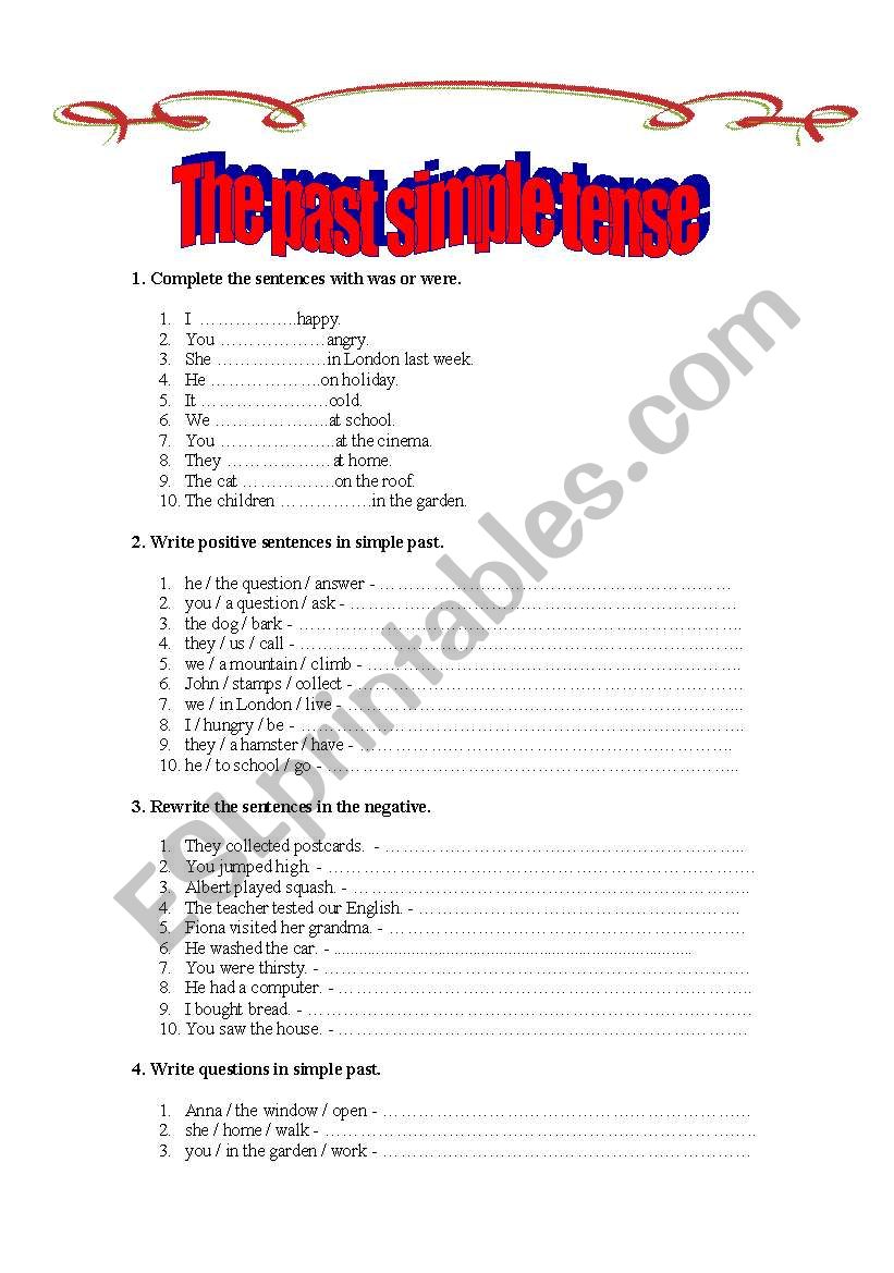 THE PAST SIMPLE TENSE worksheet