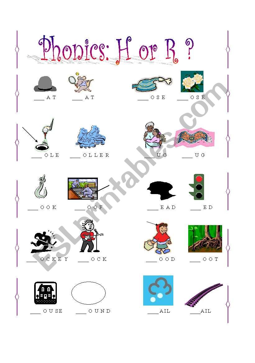 Phonics: H or R worksheet