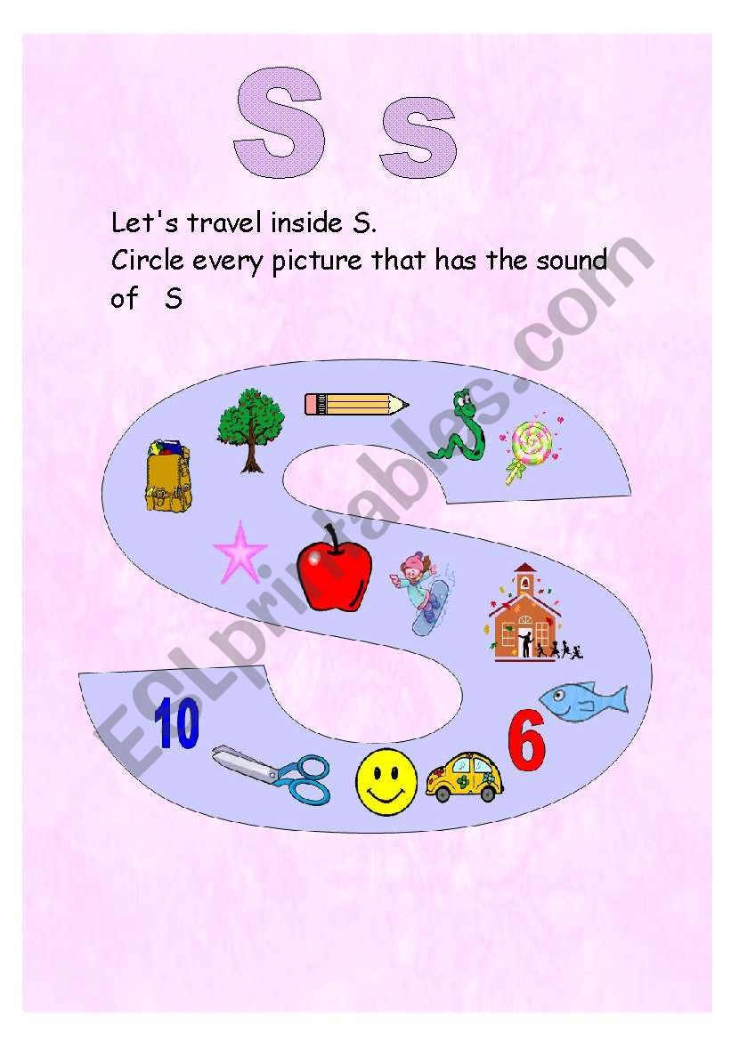 The sound of the letter S worksheet