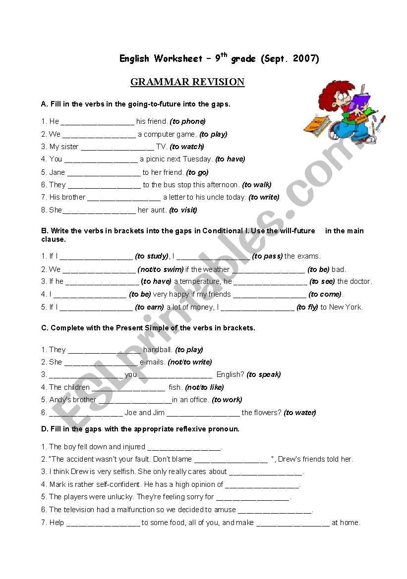 Grammar Revision worksheet