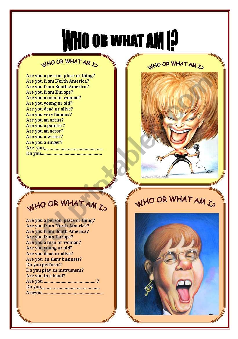 CARD SEVEN OF WHO OR WHAT AM I GAME