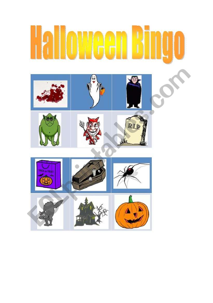 Halloween bingo worksheet