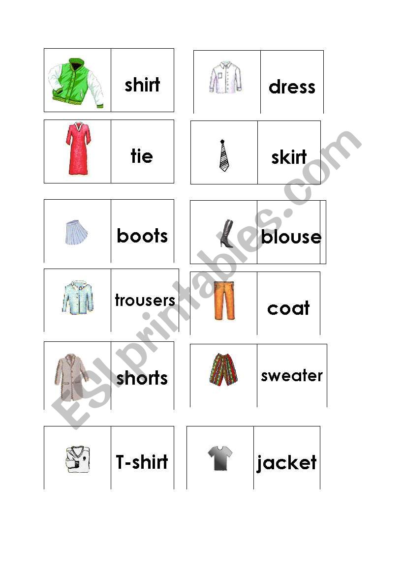 Clothes Dominoes worksheet