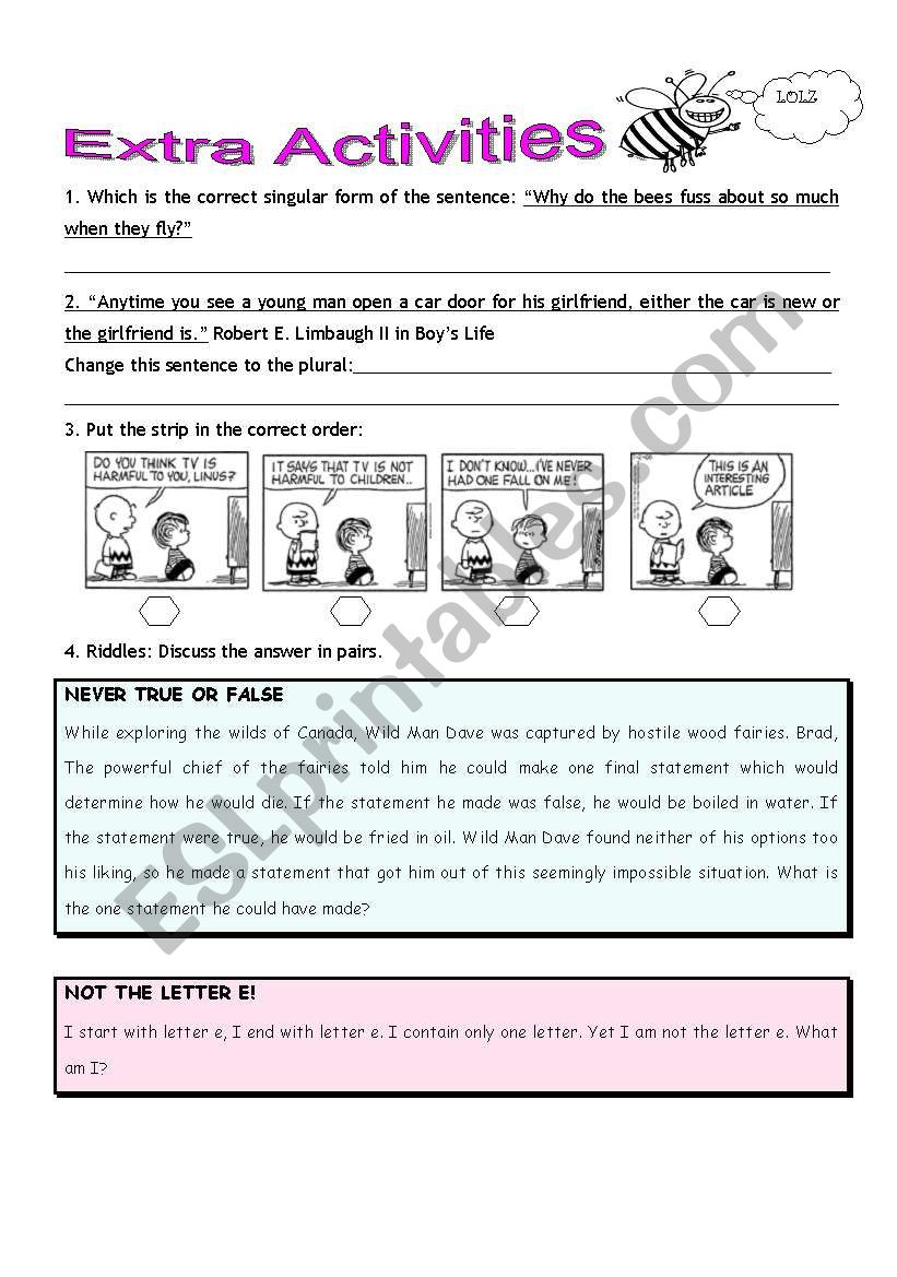 Extra Exercises worksheet