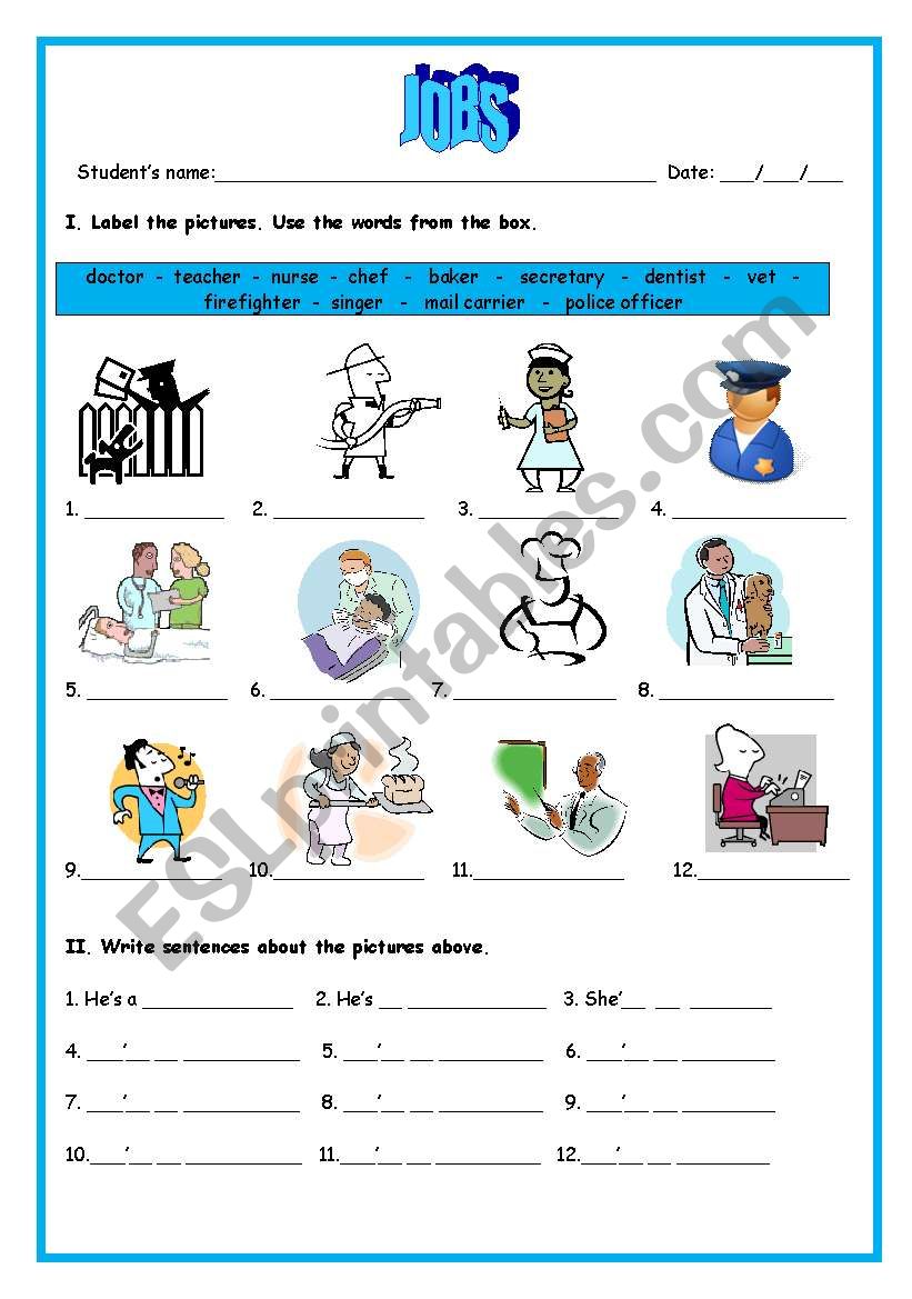 Jobs 1 worksheet