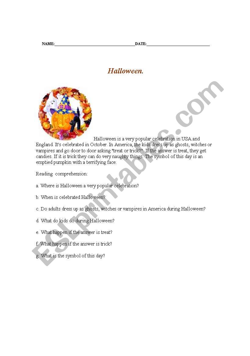 HALLOWEEN worksheet