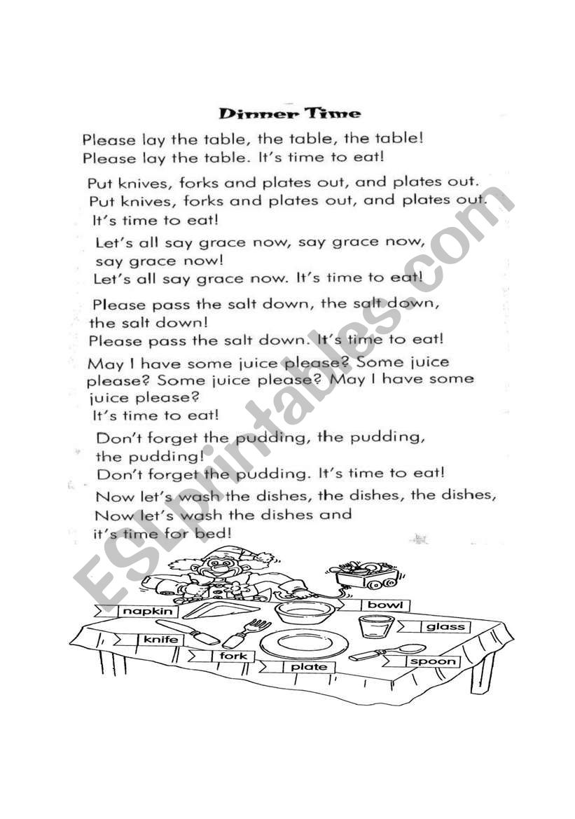 english-worksheets-dinner-time