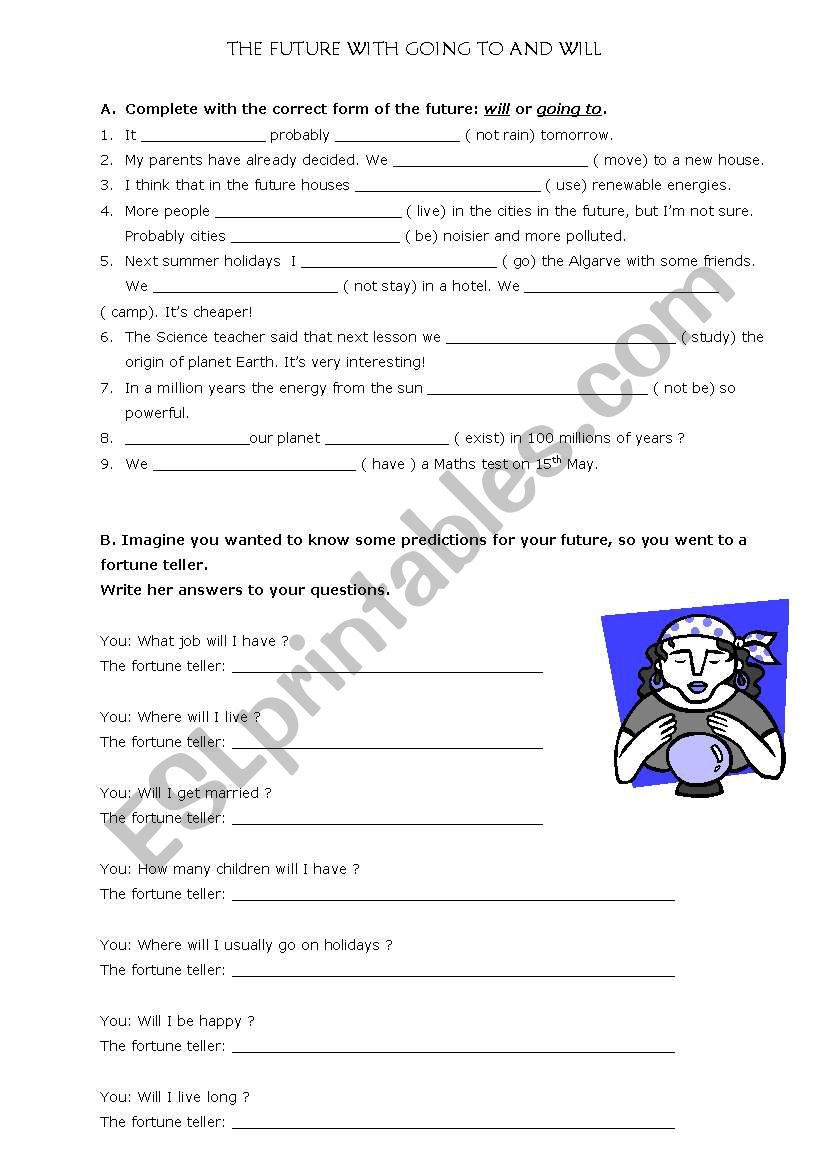 going to or will ? worksheet