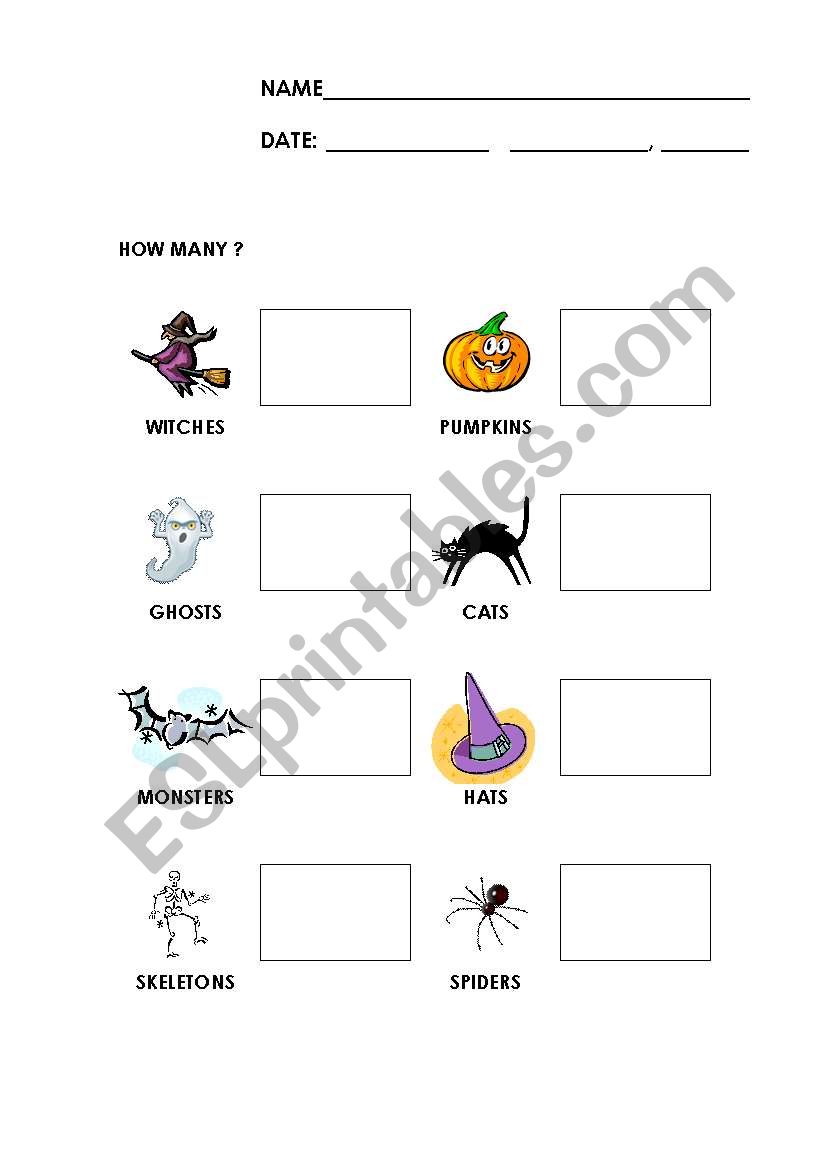 How many - Halloween worksheet