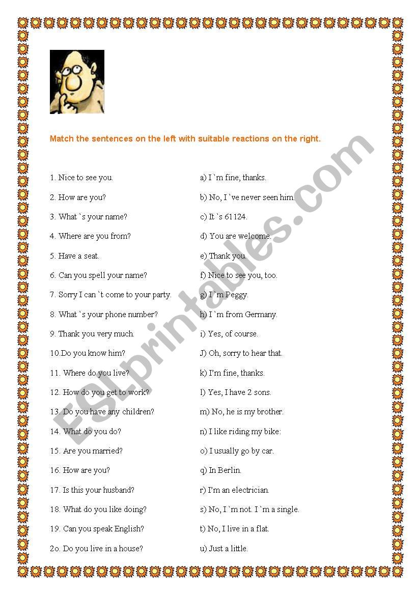 Matching phrases worksheet