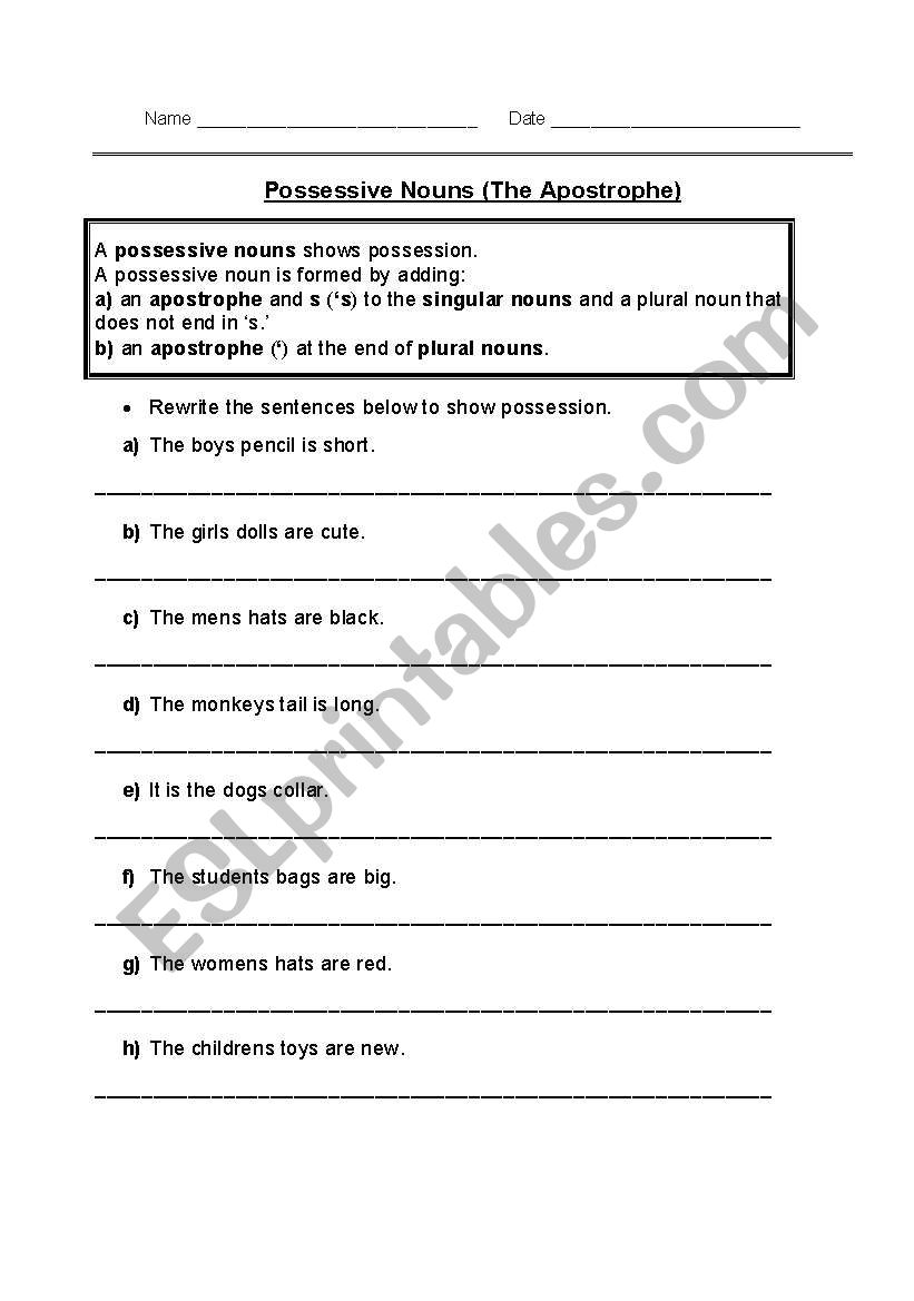 Possessive Pronouns (The Apostophe)