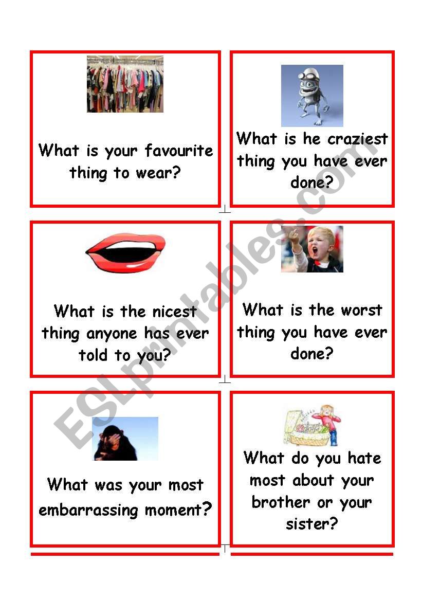 Conversation cards part 1 worksheet