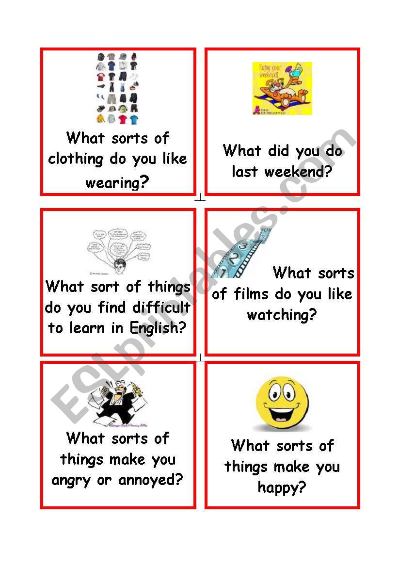 Conversation cards part 4 worksheet