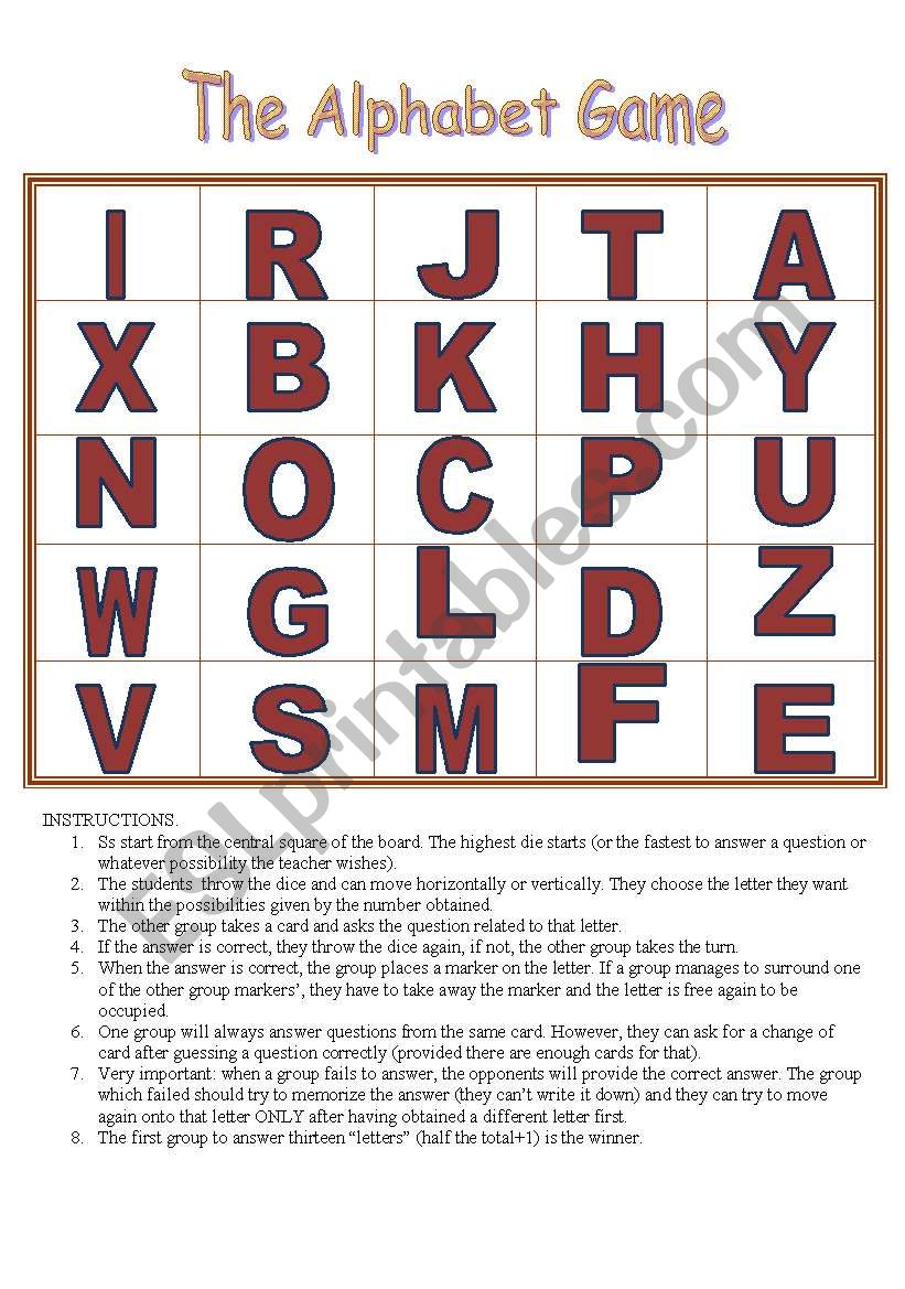 The Alphabet game worksheet
